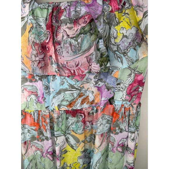 NWT ALICE + OLIVIA X Lola Schnabel Tempie Ruffle Off Shoulder Maxi Dress Size 2 - Picture 8 of 10